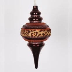 10" Brown Diva Safari Cheetah Stripes Finial Christmas Ornament