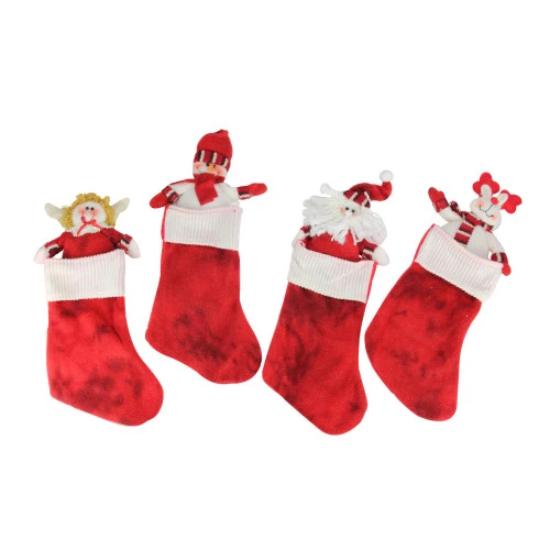 Pack Of 10 Red Christmas Stocking And Gift Bag Set 14.5" 5 Pack Of 10 Red Christmas Stocking And Gift Bag Set 14.5" - Image 3