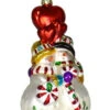 6.5" White And Red Lovey Dovey Snowman Couple Hand Blown Glass Ornament