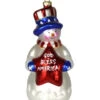 6.5” White Snowman With God Bless America Design Hand Blown Glass Hanging Figurine Ornament -Ornaments Store cobanee293 09419.1687961439