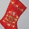 Roman 12.5" Pre-Lit Red And Gold LED 'Jesus Is The Reason' Christmas Stocking