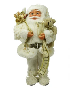 16" White And Gold Nordic Santa Claus Christmas Figurine
