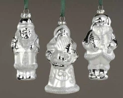 Roman Set Of 12 Silver Glittered Santa Claus Christmas Ornaments 7"