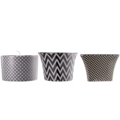 Set Of 3 Silver And White Contemporary Herringbone Candles 3.75" 7 Set Of 3 Silver And White Contemporary Herringbone Candles 3.75" -Ornaments Store dabhg 1741 3 14726.1588349171