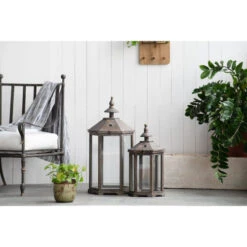 Set Of 2 Brown And Clear Classic Polygon Temple Garden Lanterns 31" 11 Set Of 2 Brown And Clear Classic Polygon Temple Garden Lanterns 31" -Ornaments Store dabhg 30381 2 99318.1664292928