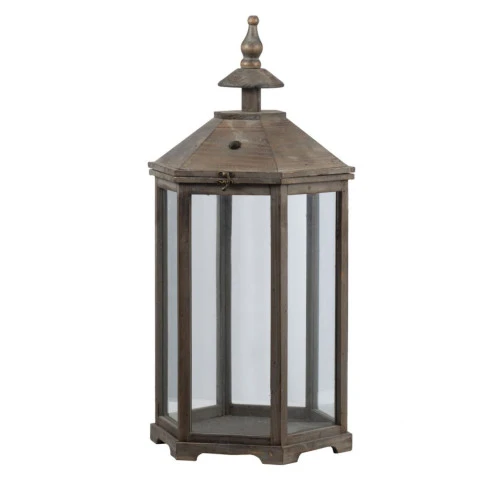 Set Of 2 Brown And Clear Classic Polygon Temple Garden Lanterns 31" 4 Set Of 2 Brown And Clear Classic Polygon Temple Garden Lanterns 31" - Image 2
