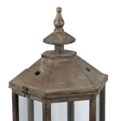 Set Of 2 Brown And Clear Classic Polygon Temple Garden Lanterns 31" 10 Set Of 2 Brown And Clear Classic Polygon Temple Garden Lanterns 31" -Ornaments Store dabhg 30381 5 06835.1664292928