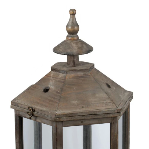 Set Of 2 Brown And Clear Classic Polygon Temple Garden Lanterns 31" 6 Set Of 2 Brown And Clear Classic Polygon Temple Garden Lanterns 31" - Image 4