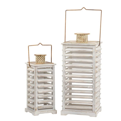 Set Of 2 White And Gold Hesper Hanging Garden Lanterns 27.5" 4 Set Of 2 White And Gold Hesper Hanging Garden Lanterns 27.5" - Image 2