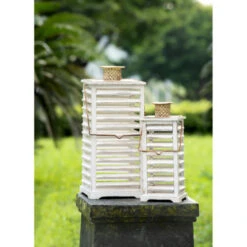 Set Of 2 White And Gold Hesper Hanging Garden Lanterns 27.5" 12 Set Of 2 White And Gold Hesper Hanging Garden Lanterns 27.5" -Ornaments Store dabhg 31541 2 88101.1663860515