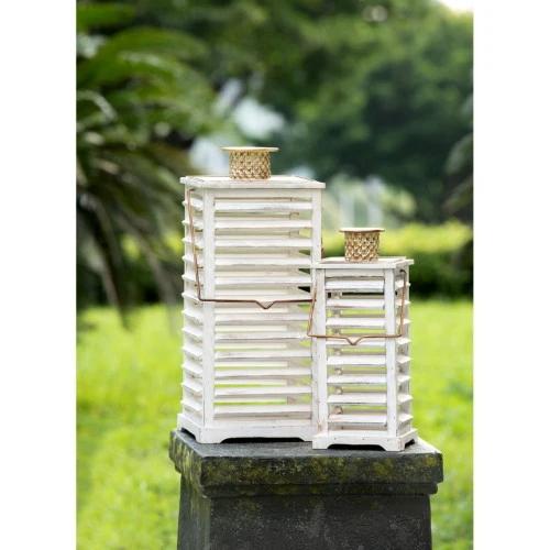 Set Of 2 White And Gold Hesper Hanging Garden Lanterns 27.5" 7 Set Of 2 White And Gold Hesper Hanging Garden Lanterns 27.5" - Image 5