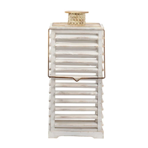 Set Of 2 White And Gold Hesper Hanging Garden Lanterns 27.5" 5 Set Of 2 White And Gold Hesper Hanging Garden Lanterns 27.5" - Image 3