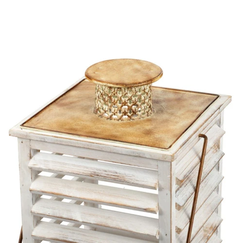 Set Of 2 White And Gold Hesper Hanging Garden Lanterns 27.5" 6 Set Of 2 White And Gold Hesper Hanging Garden Lanterns 27.5" - Image 4