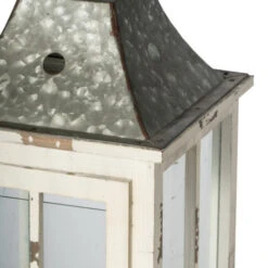 Set Of 2 Silver And White Evelyn Enclosed Lanterns With Handle 27.25" -Ornaments Store dabhg 32877 4 91076.1588350667