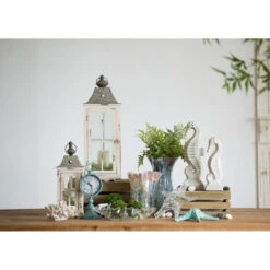 Set Of 2 Silver And White Evelyn Enclosed Lanterns With Handle 27.25" -Ornaments Store dabhg 32877 6 42142.1588350668