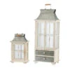 Set Of 2 Silver And White Evelyn Enclosed Lanterns With Handle And Drawers 36.5" -Ornaments Store dabhg 32885 1 06180.1588353604