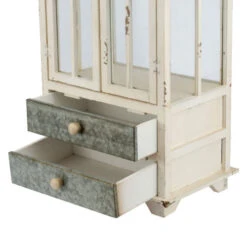 Set Of 2 Silver And White Evelyn Enclosed Lanterns With Handle And Drawers 36.5" -Ornaments Store dabhg 32885 4 92997.1588353606