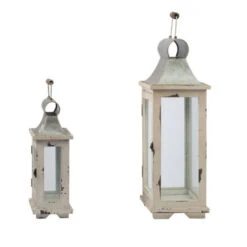 Set Of 2 Silver And White Vintage Style Evelyn Lanterns With Handle 19.5" 11 Set Of 2 Silver And White Vintage Style Evelyn Lanterns With Handle 19.5" -Ornaments Store dabhg 38913 5 65867.1663860520