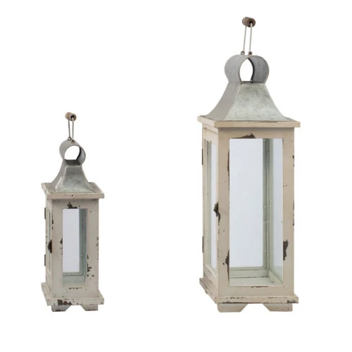 Set Of 2 Silver And White Vintage Style Evelyn Lanterns With Handle 19.5" 6 Set Of 2 Silver And White Vintage Style Evelyn Lanterns With Handle 19.5" - Image 4