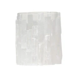 5.75" Crystal Clear Contemporary Elegant Selenite Lantern