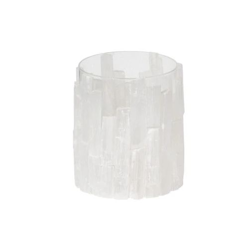 5.75" Crystal Clear Contemporary Elegant Selenite Lantern 4 5.75" Crystal Clear Contemporary Elegant Selenite Lantern - Image 2