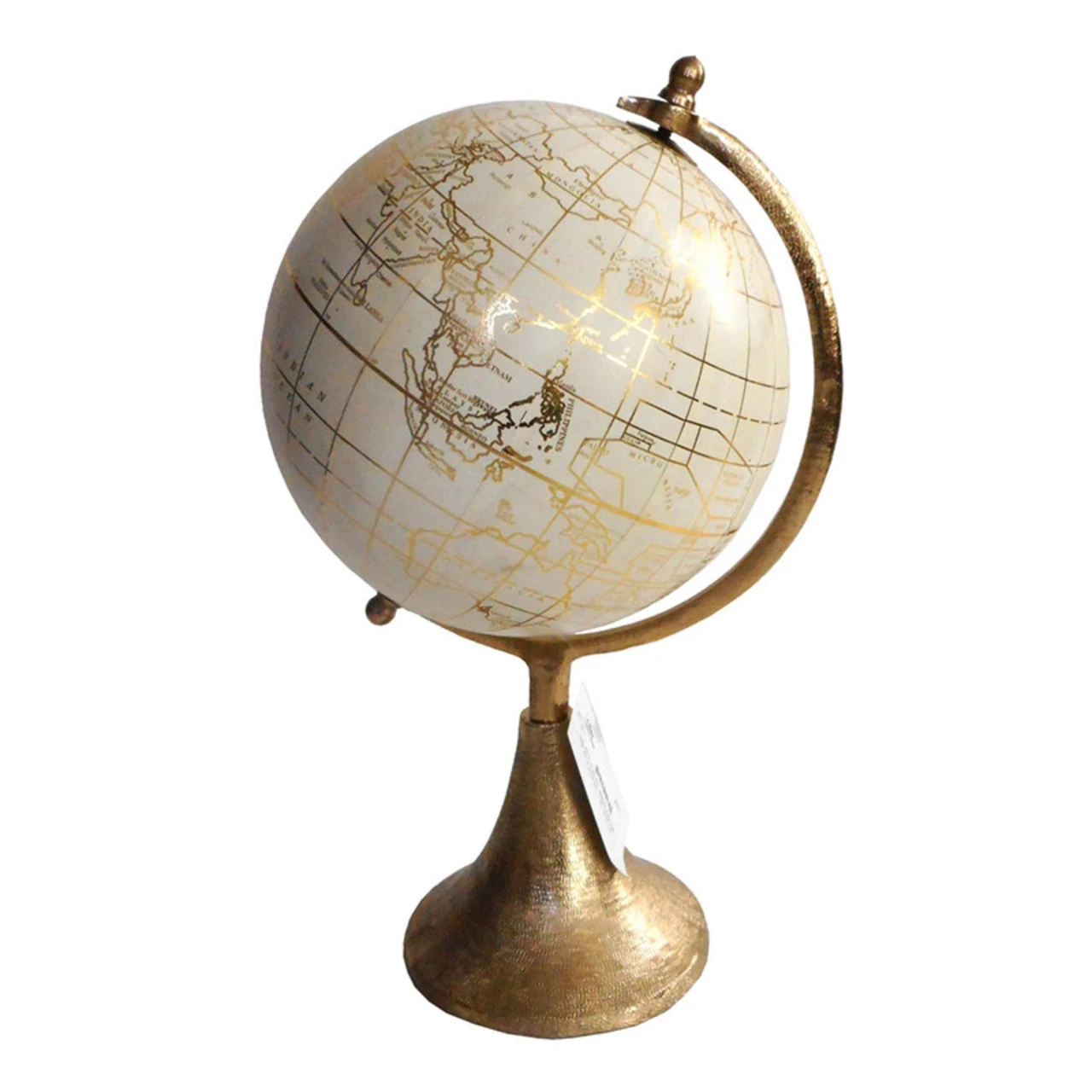 15" Gold And White Globe On Stand Tabletop Decor 3 15" Gold And White Globe On Stand Tabletop Decor