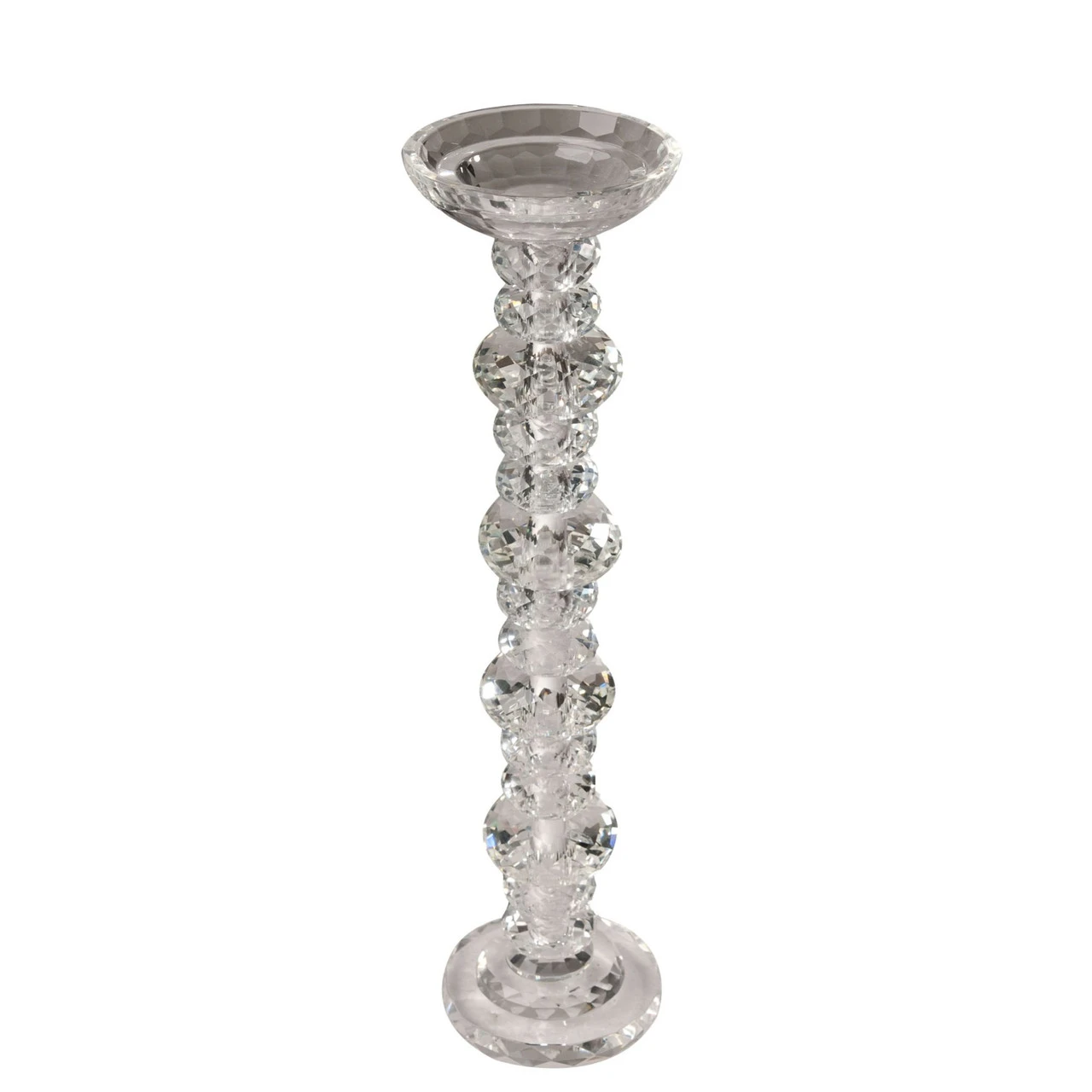 15.75" Clear Contemporary Geometric Crystal Candle Holder 3 15.75" Clear Contemporary Geometric Crystal Candle Holder