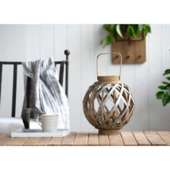 12.75" Silver And Natural Brown Classic Small Shanghai Round Lantern 9 12.75" Silver And Natural Brown Classic Small Shanghai Round Lantern -Ornaments Store dabhg av37736 4 47851.1588359546