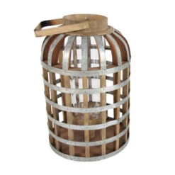 22.25" Silver And Natural Brown Classic Large Shanghai Lantern