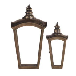 Set Of 2 Brown And Bronze Antique Style Coach House Lanterns 29.75" -Ornaments Store dabhg av43673 3 65177.1664898015