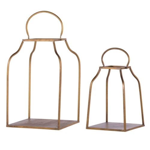 Set Of 2 Gold Contemporary Classic Antique Style Lanterns 20.5" 3 Set Of 2 Gold Contemporary Classic Antique Style Lanterns 20.5"