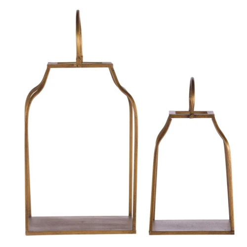 Set Of 2 Gold Contemporary Classic Antique Style Lanterns 20.5" 5 Set Of 2 Gold Contemporary Classic Antique Style Lanterns 20.5" - Image 3
