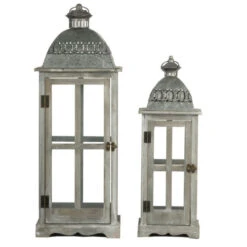 Set Of 2 Gray And Silver Classic Scape Lanterns 28" -Ornaments Store dabhg d42226 3 85344.1588354345