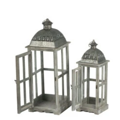 Set Of 2 Gray And Silver Classic Scape Lanterns 28" -Ornaments Store dabhg d42226 4 12029.1588354346