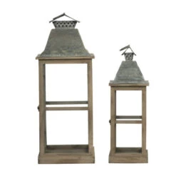 Set Of 2 Gray And Silver Classic Scape Lanterns 25.5" 8 Set Of 2 Gray And Silver Classic Scape Lanterns 25.5" -Ornaments Store dabhg d42229 3 70857.1588359525