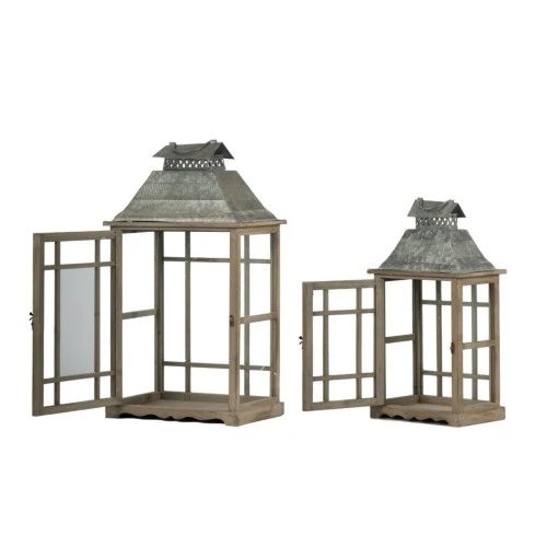 Set Of 2 Gray And Silver Classic Scape Lanterns 25.5" 6 Set Of 2 Gray And Silver Classic Scape Lanterns 25.5" - Image 4