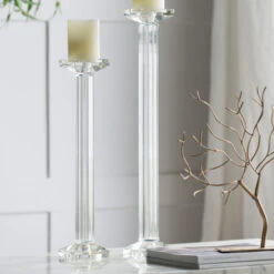 17.75" Clear Vintage Style Crystal Glass Candle Holder -Ornaments Store dabhg ds75482 3 93646.1600910572