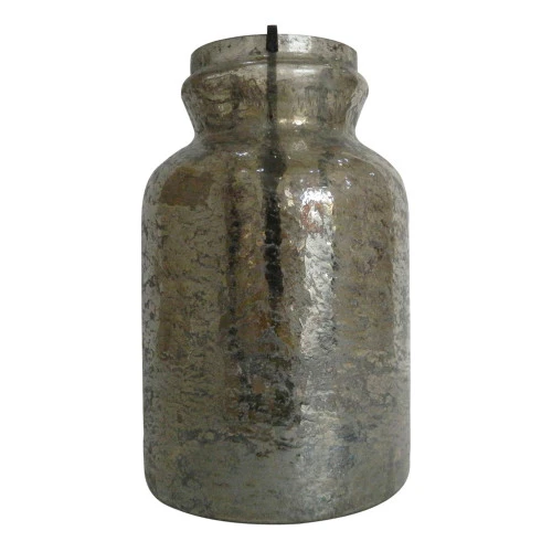 10" Green And Black Antique Style Glass Candle Holder 3 10" Green And Black Antique Style Glass Candle Holder