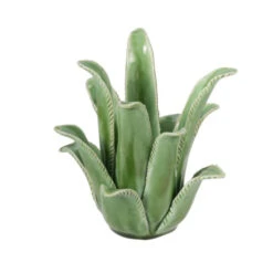 7.5" Green Aloe Vera Style Glossy Tealight Candle Holder -Ornaments Store dabhg hp0386 3 15950.1588357095