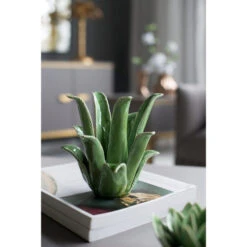 7.5" Green Aloe Vera Style Glossy Tealight Candle Holder -Ornaments Store dabhg hp0386 5 46781.1588357096