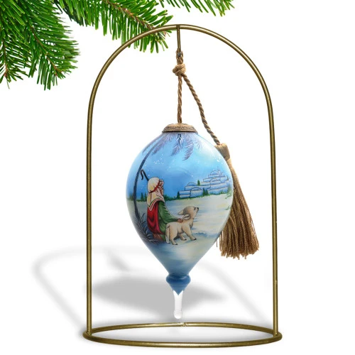 4.75" Shepherd Boy Overlooking City Religious Christmas Finial Shaped Glass Ornament 4 4.75" Shepherd Boy Overlooking City Religious Christmas Finial Shaped Glass Ornament - Image 2