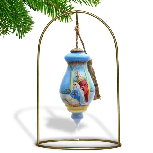 Baby Jesus Is Born Religious Christmas Finial Shaped Glass Ornament 4 Baby Jesus Is Born Religious Christmas Finial Shaped Glass Ornament - Image 2