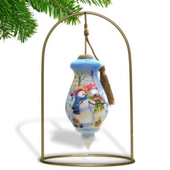 6" Violin Couple Snowman Christmas Spire Shaped Glass Ornament -Ornaments Store dacf 1610099 2 80786.1601516047