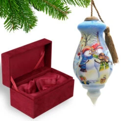 6" Violin Couple Snowman Christmas Spire Shaped Glass Ornament -Ornaments Store dacf 1610099 3 90833.1601516048