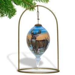 4.75” Brown Whitetail Deer Hand Painted Mouth Blown Glass Hanging Christmas Ornament -Ornaments Store dacf 1710372 3 14098.1601516025