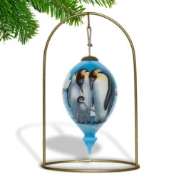 4.75” Blue And White Penguins Hand Painted Mouth Blown Glass Hanging Christmas Ornament -Ornaments Store dacf 1710464 3 81311.1601516020