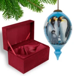 4.75” Blue And White Penguins Hand Painted Mouth Blown Glass Hanging Christmas Ornament -Ornaments Store dacf 1710464 4 55343.1601516020