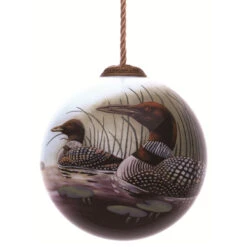 3” Multi-Colored Hiding Place Loons Hand Painted Mouth Blown Glass Hanging Christmas Ornament