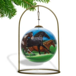 4” Black And Brown Horse Power Hand Painted Mouth Blown Glass Hanging Christmas Ornament -Ornaments Store dacf 1710501 3 39976.1601516037