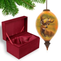 4.75” Brown Mule Deer Hand Painted Mouth Blown Glass Hanging Christmas Ornament -Ornaments Store dacf 1710525 4 10422.1601516039
